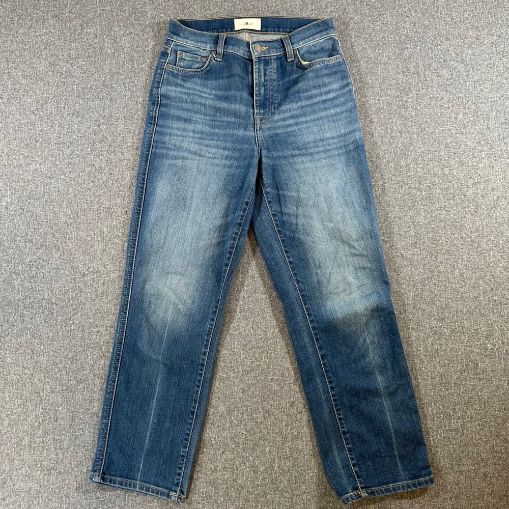 7 For All Mankind Mens Jeans Straight Leg Medium Wash Blue Denim Pants 28x26